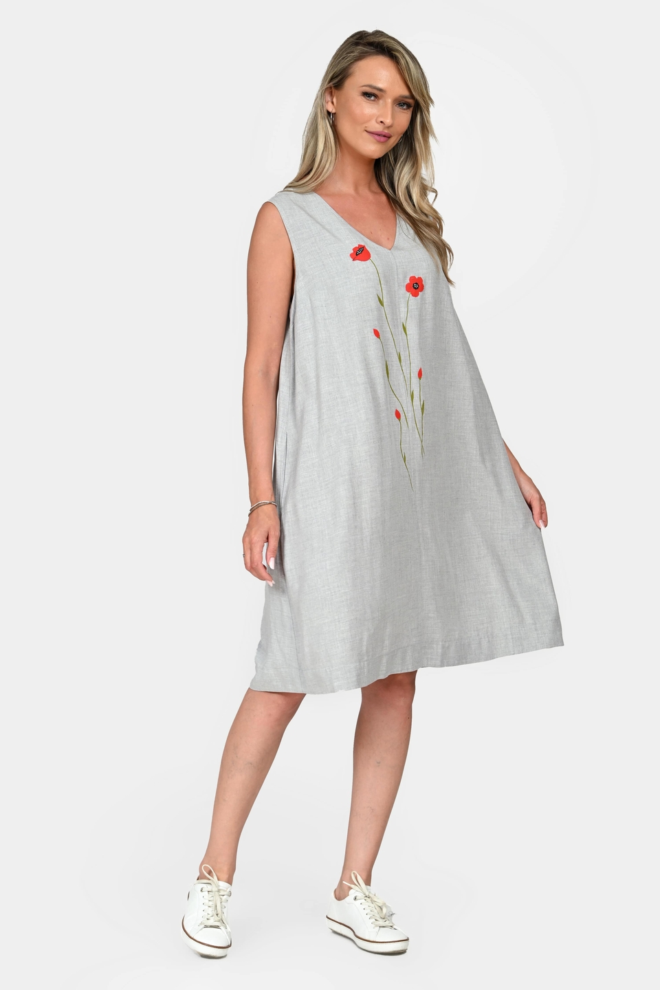 Rochie Dama, Eranthe, V-Neckline V341, cu Pictura Realizata Manual